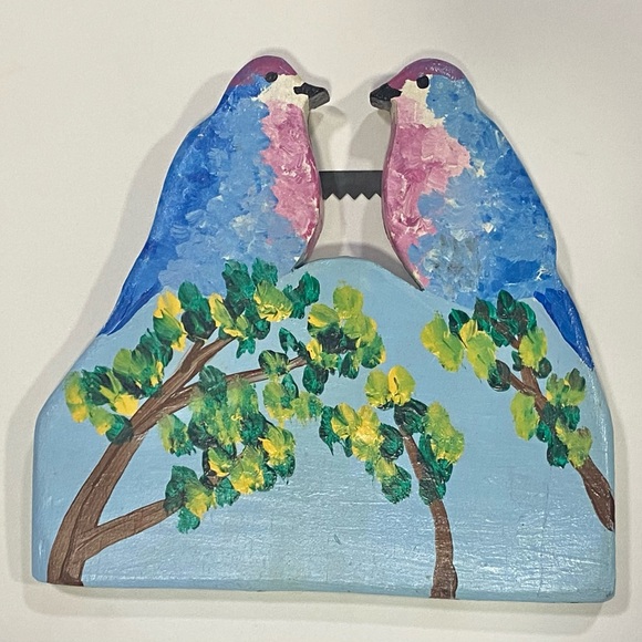 Hand Painted and Carved Birds and Chickadees in the Garden Wood Set of 4 - Picture 5 of 8